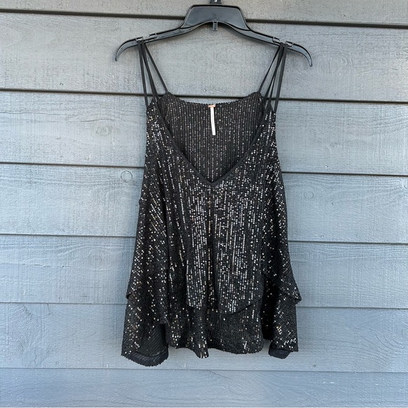 Free People Disco Ball Sequin Tank Top size l - Picture 2 of 6